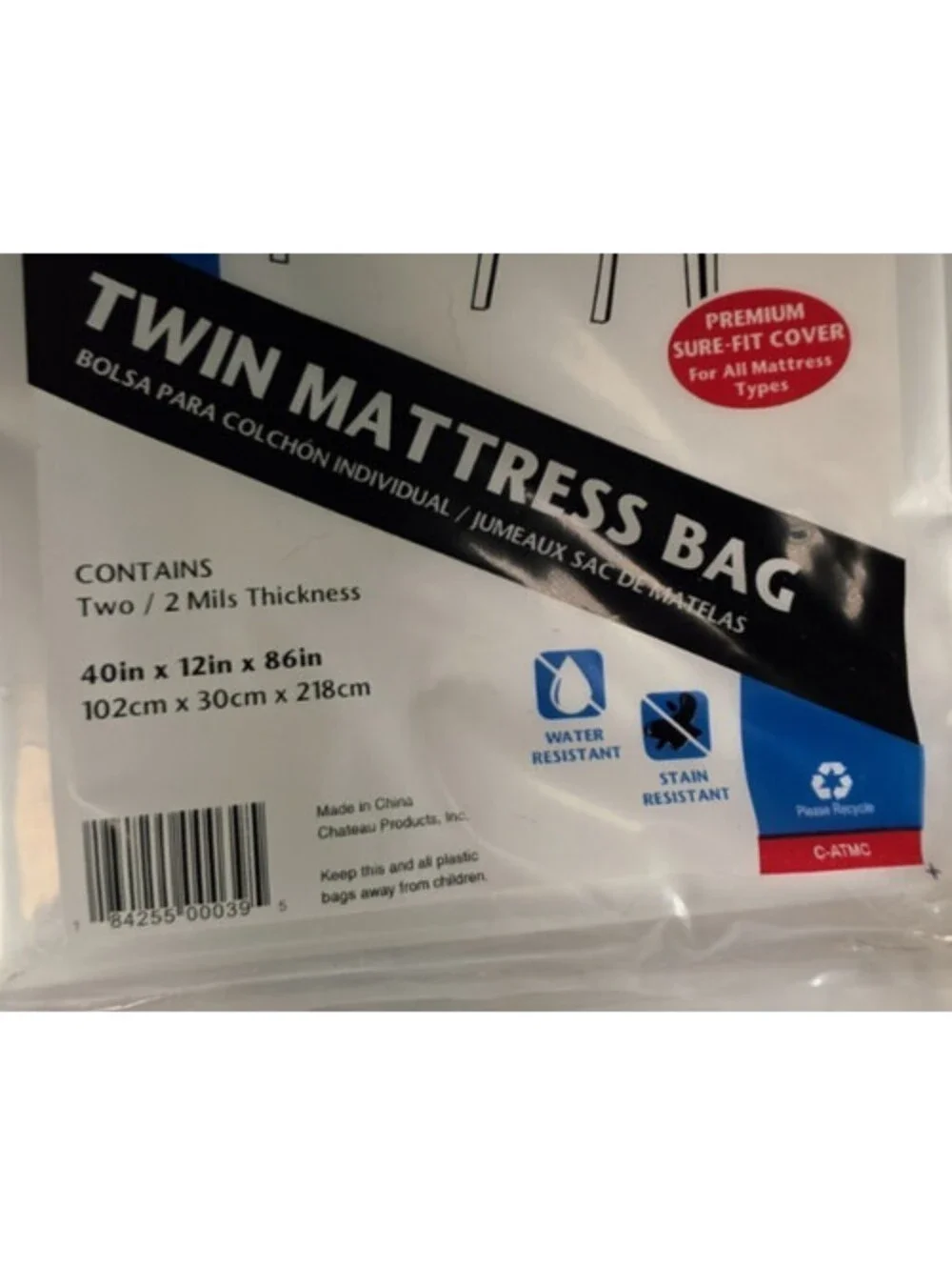 Lot of 6 Chateau Twin Mattress Bag (2 Per Pack) NEW 2 Mils Thick Moving Supplies